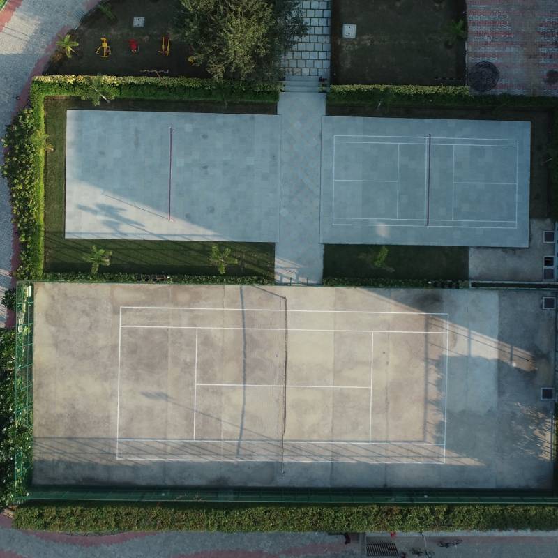 Outdoor tennis court for recreation